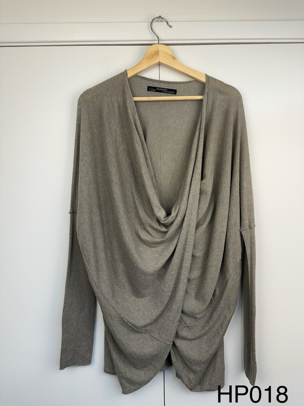 AllSaints Itat Gray Draped Shrug Sweater US 10 UK 14